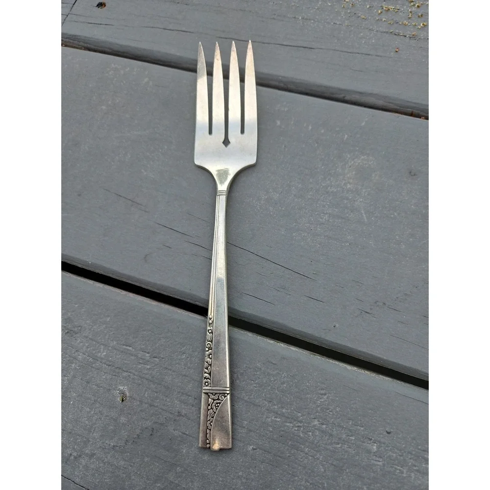 Nobility Plate Reverie Silver Plate Cold Meat Serving Fork Vintage 1937 Floral